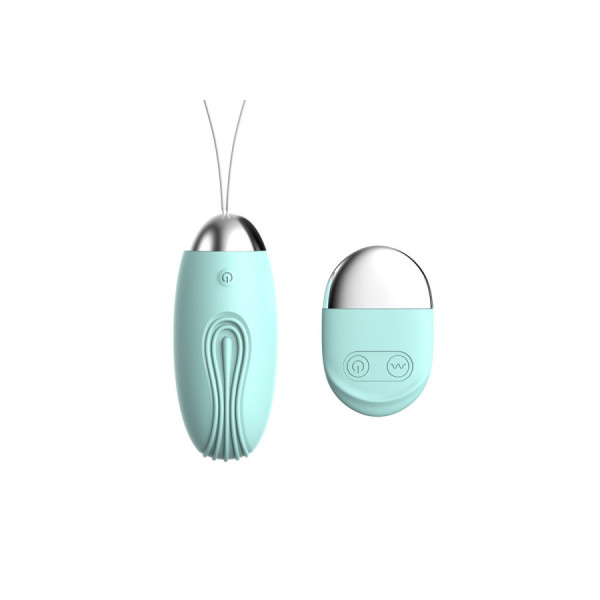 Oeuf vibrant rainuré turquoise USB avec télécommande 